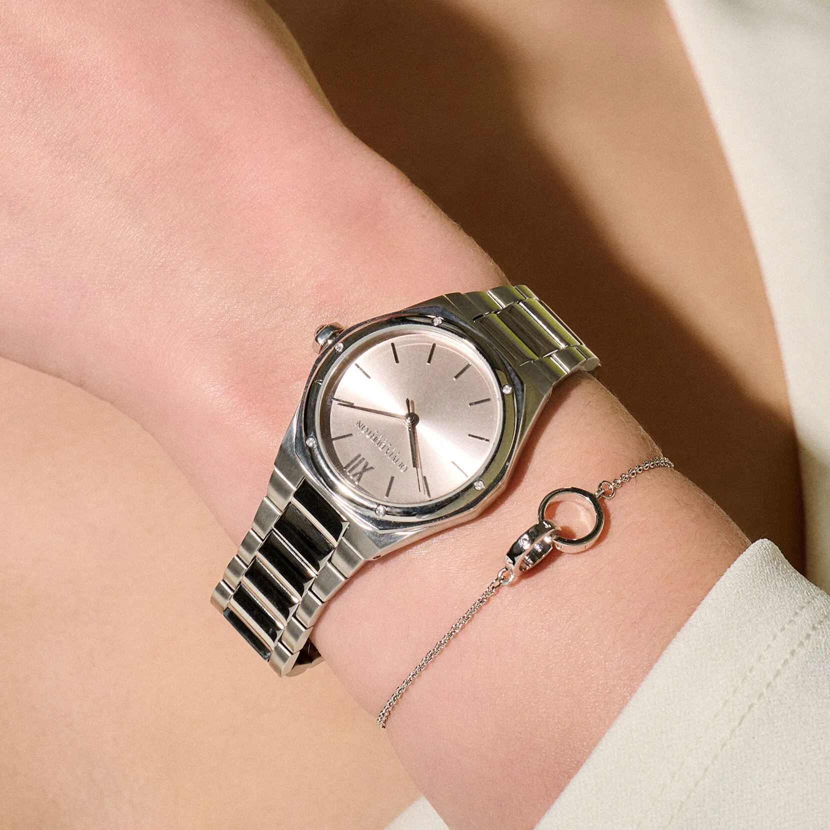Olivia Burton Sports Luxe 33mm Hexa Blush & Silver Bracelet Watch
