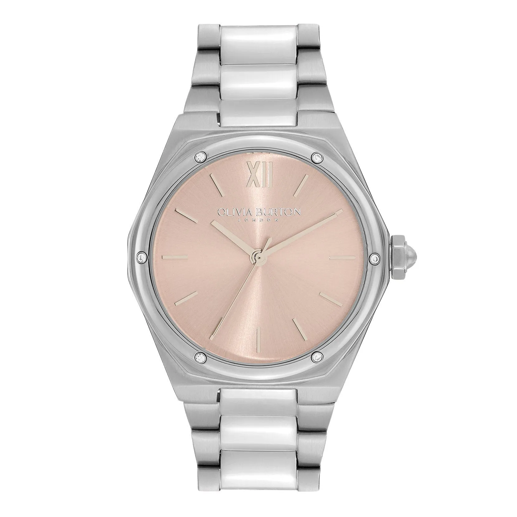 Olivia Burton Sports Luxe 33mm Hexa Blush & Silver Bracelet Watch