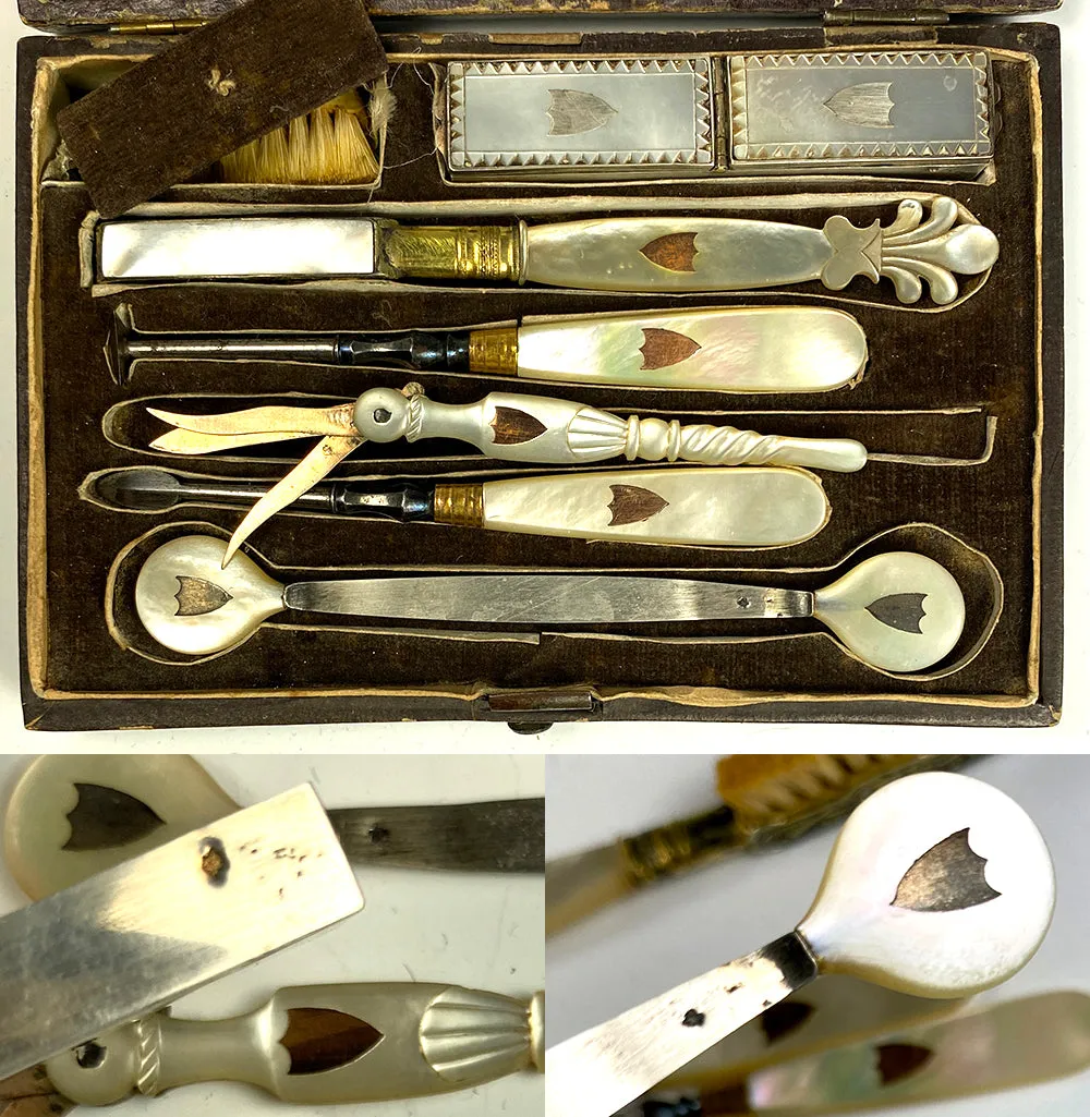 RARE Antique c.1750-90 French Palais Royal Dental Hygiene Travel Necessaire, 18k Gold, Complete
