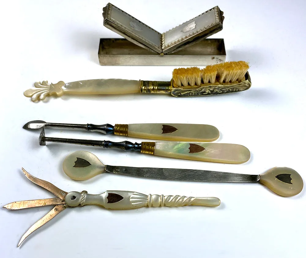 RARE Antique c.1750-90 French Palais Royal Dental Hygiene Travel Necessaire, 18k Gold, Complete