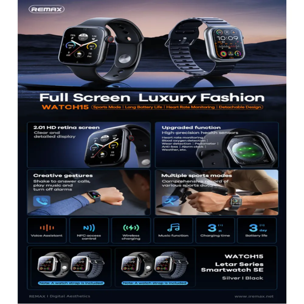 REMAX Watch 15 Letar Series Smart Watch SE - Silver