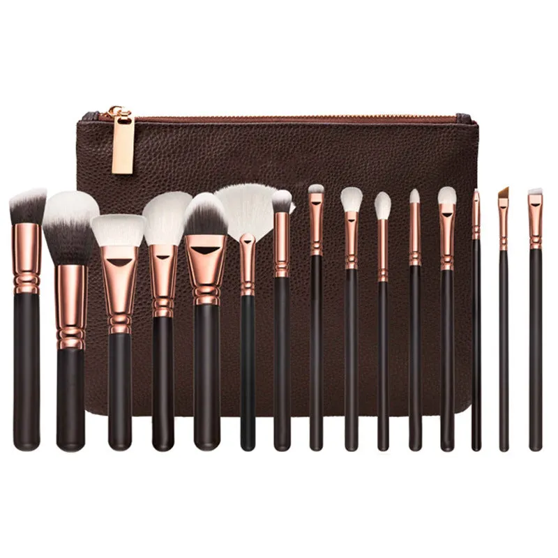 Rose Gold 15 Set Makeup Brush With Bag
