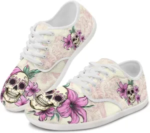 Rose Skull Design Barefoot Minimalist Shoes Womens Zero Drop Wide Width Fashion Sneaker