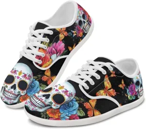 Rose Skull Design Barefoot Minimalist Shoes Womens Zero Drop Wide Width Fashion Sneaker