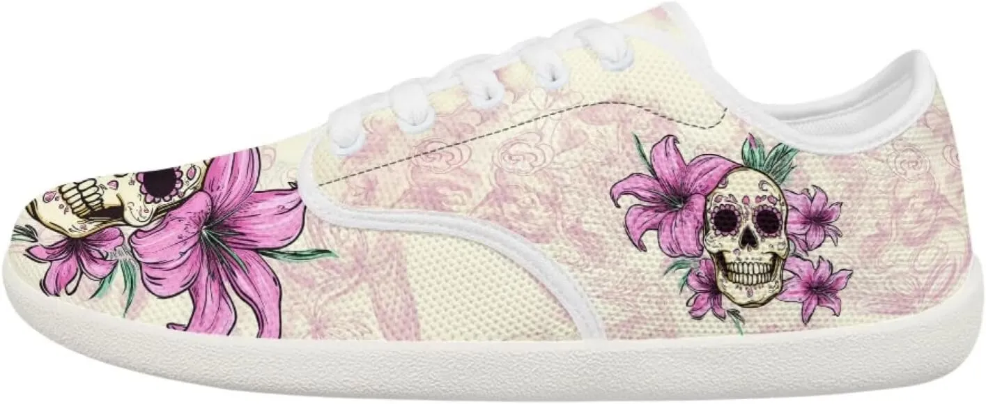 Rose Skull Design Barefoot Minimalist Shoes Womens Zero Drop Wide Width Fashion Sneaker