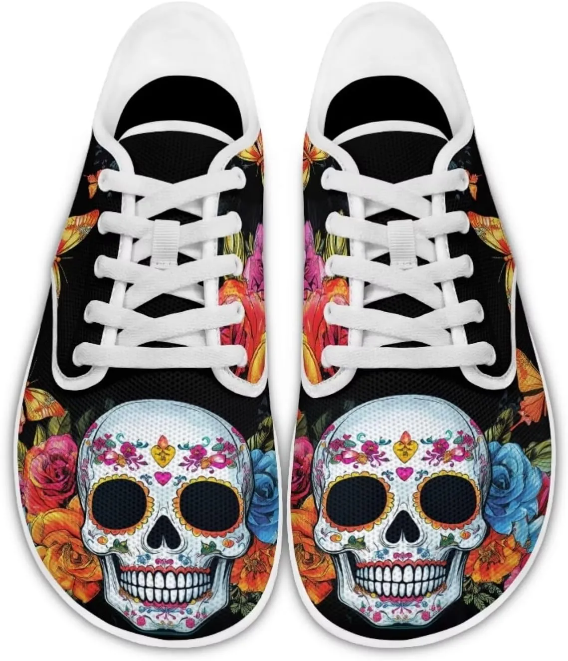 Rose Skull Design Barefoot Minimalist Shoes Womens Zero Drop Wide Width Fashion Sneaker