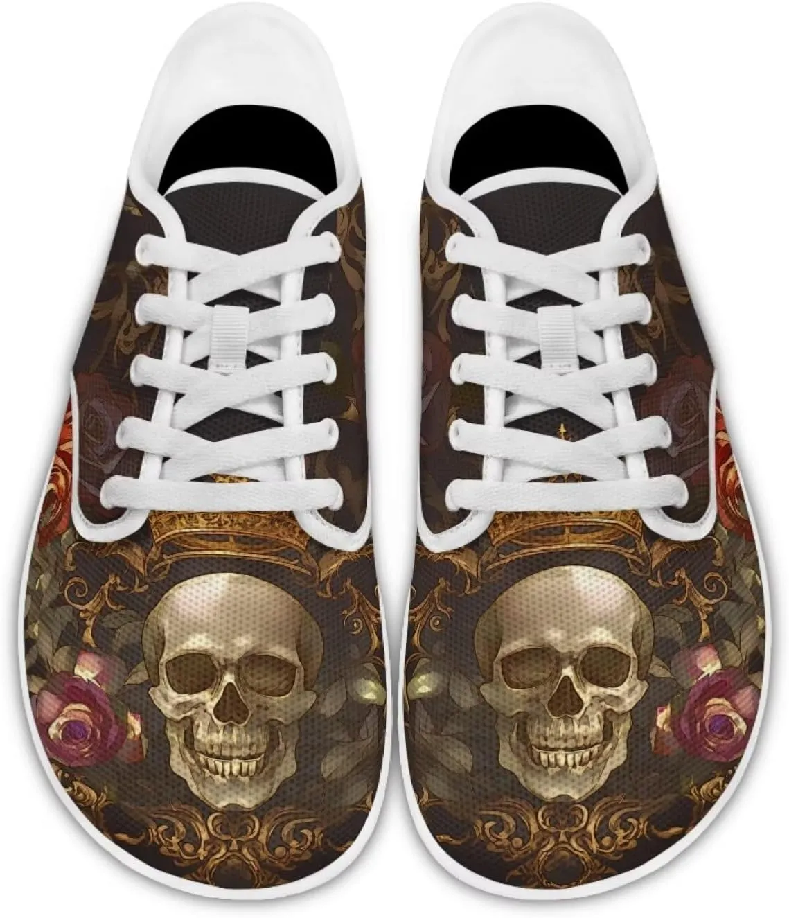 Rose Skull Design Barefoot Minimalist Shoes Womens Zero Drop Wide Width Fashion Sneaker
