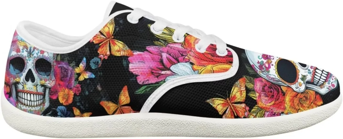 Rose Skull Design Barefoot Minimalist Shoes Womens Zero Drop Wide Width Fashion Sneaker