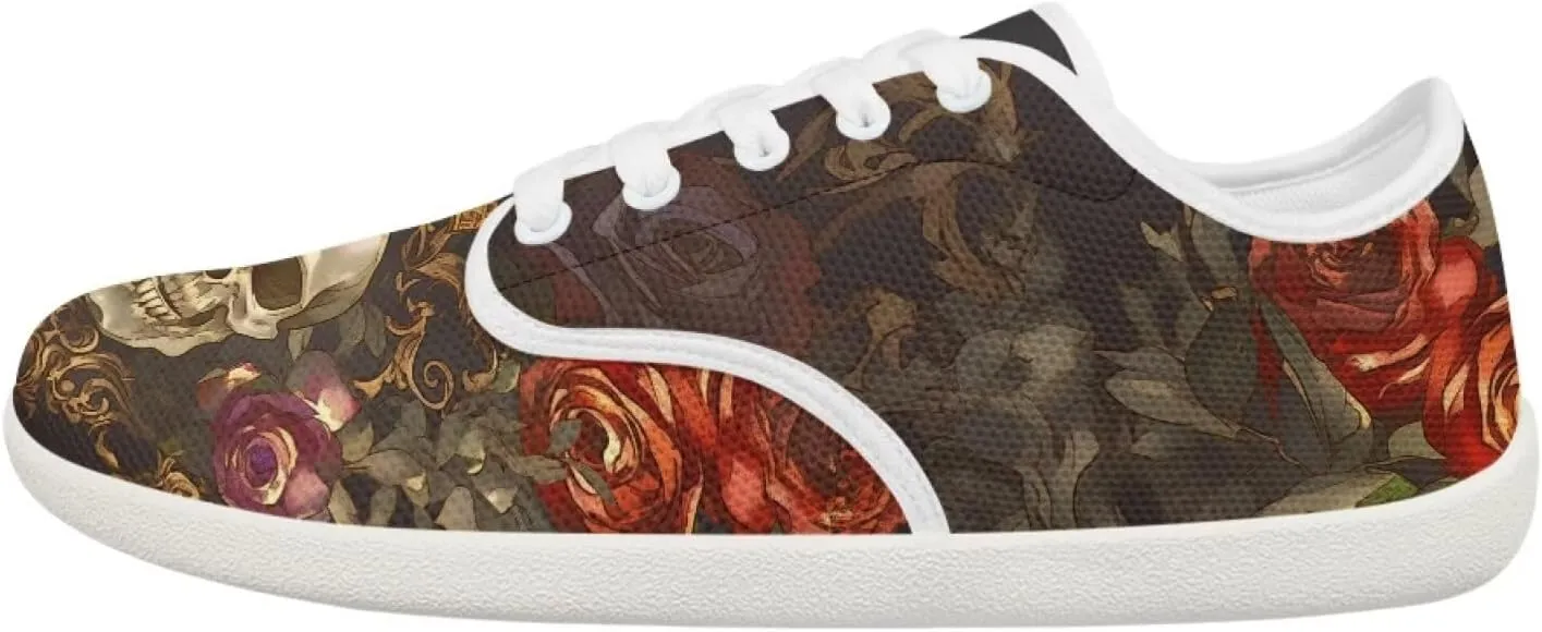 Rose Skull Design Barefoot Minimalist Shoes Womens Zero Drop Wide Width Fashion Sneaker