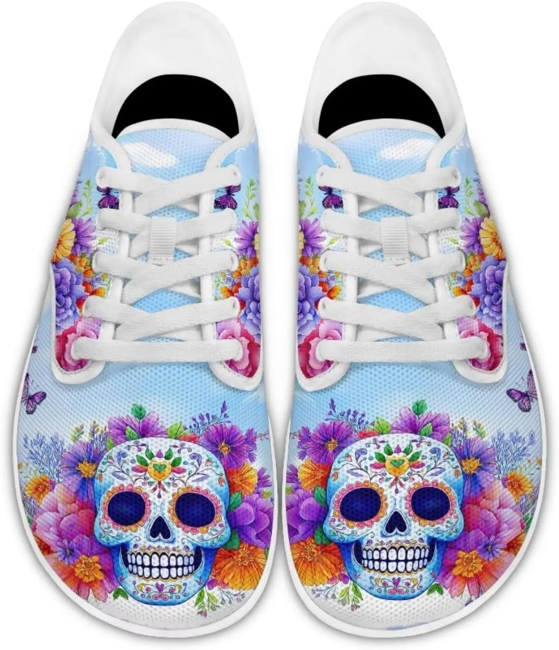 Rose Skull Design Barefoot Minimalist Shoes Womens Zero Drop Wide Width Fashion Sneaker