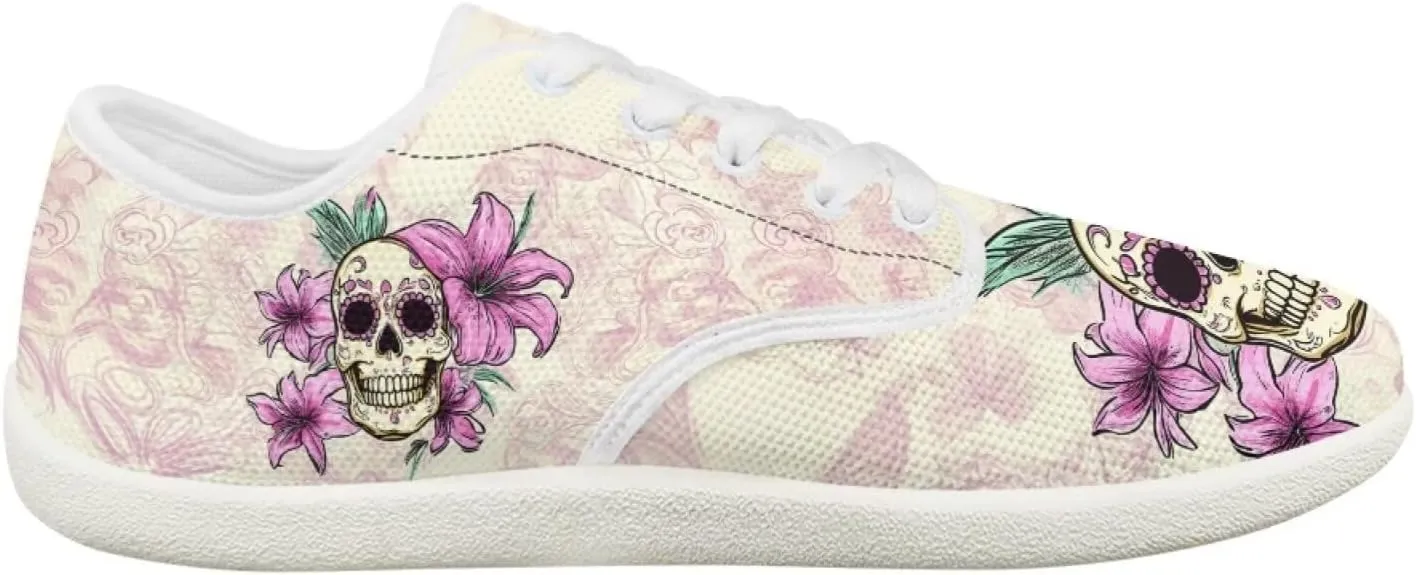 Rose Skull Design Barefoot Minimalist Shoes Womens Zero Drop Wide Width Fashion Sneaker