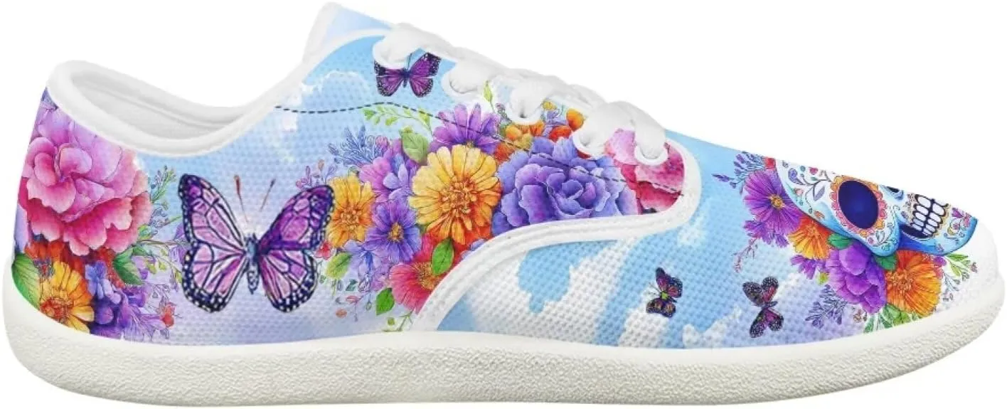 Rose Skull Design Barefoot Minimalist Shoes Womens Zero Drop Wide Width Fashion Sneaker