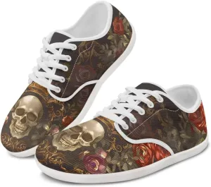 Rose Skull Design Barefoot Minimalist Shoes Womens Zero Drop Wide Width Fashion Sneaker