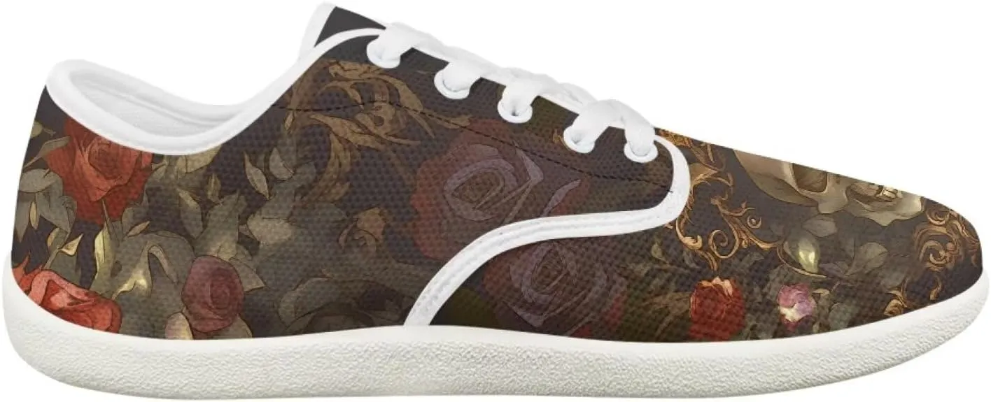 Rose Skull Design Barefoot Minimalist Shoes Womens Zero Drop Wide Width Fashion Sneaker