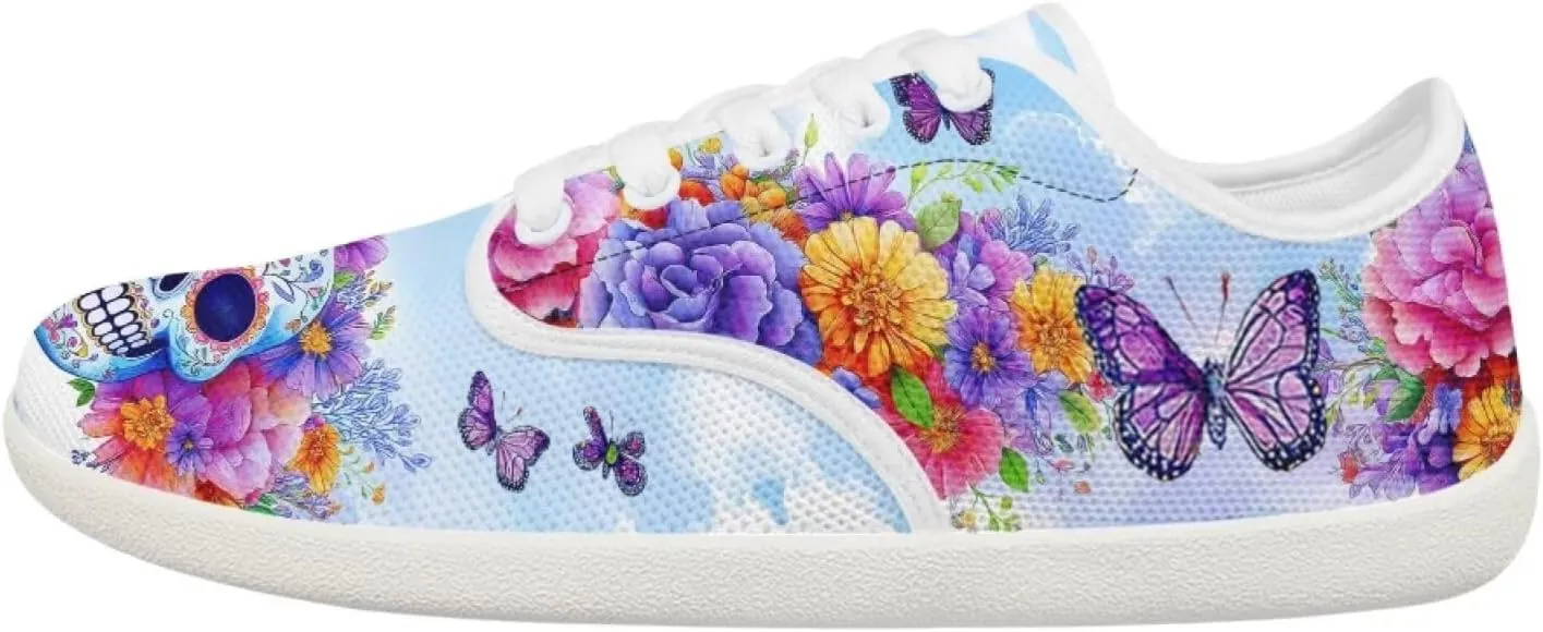 Rose Skull Design Barefoot Minimalist Shoes Womens Zero Drop Wide Width Fashion Sneaker
