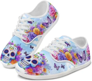 Rose Skull Design Barefoot Minimalist Shoes Womens Zero Drop Wide Width Fashion Sneaker