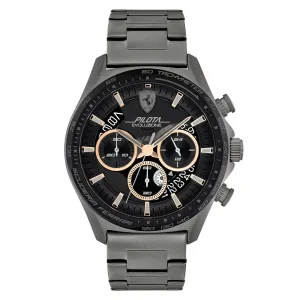 Scuderia Ferrari Pilota Evo Grey Steel Black Dial Men's Chrono Watch - 830824