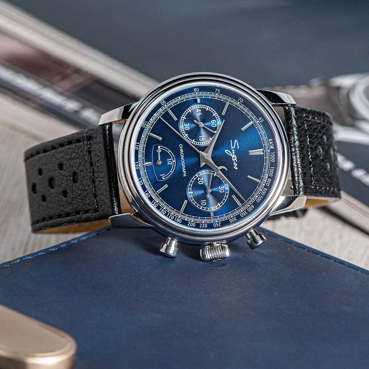 Sugess ST1906 chronograph energy reserve indicator seagull movement men's watch multi-functional mechanical men's watch business