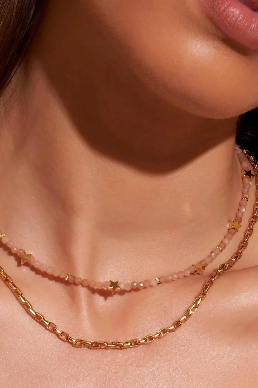 Superstar Gemstone Necklace Rose Quartz