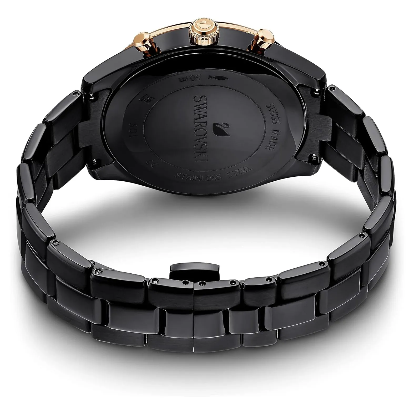 Swarovski Women's Black Dial Metal Band Octea Lux Crystal Chronograph Swiss Quartz Watch - 5610472