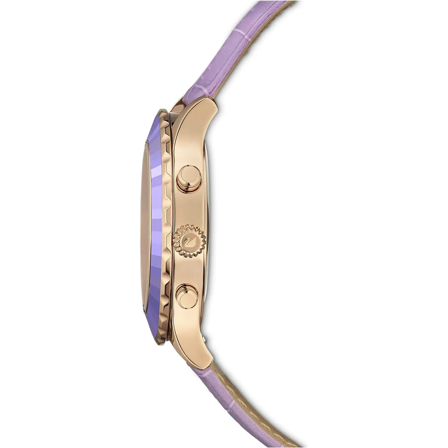 SWAROVSKI Women's Purple Dial Leather Band Octea Lux Chrono Analog Chronograph Swiss Quartz Watch - 5632263