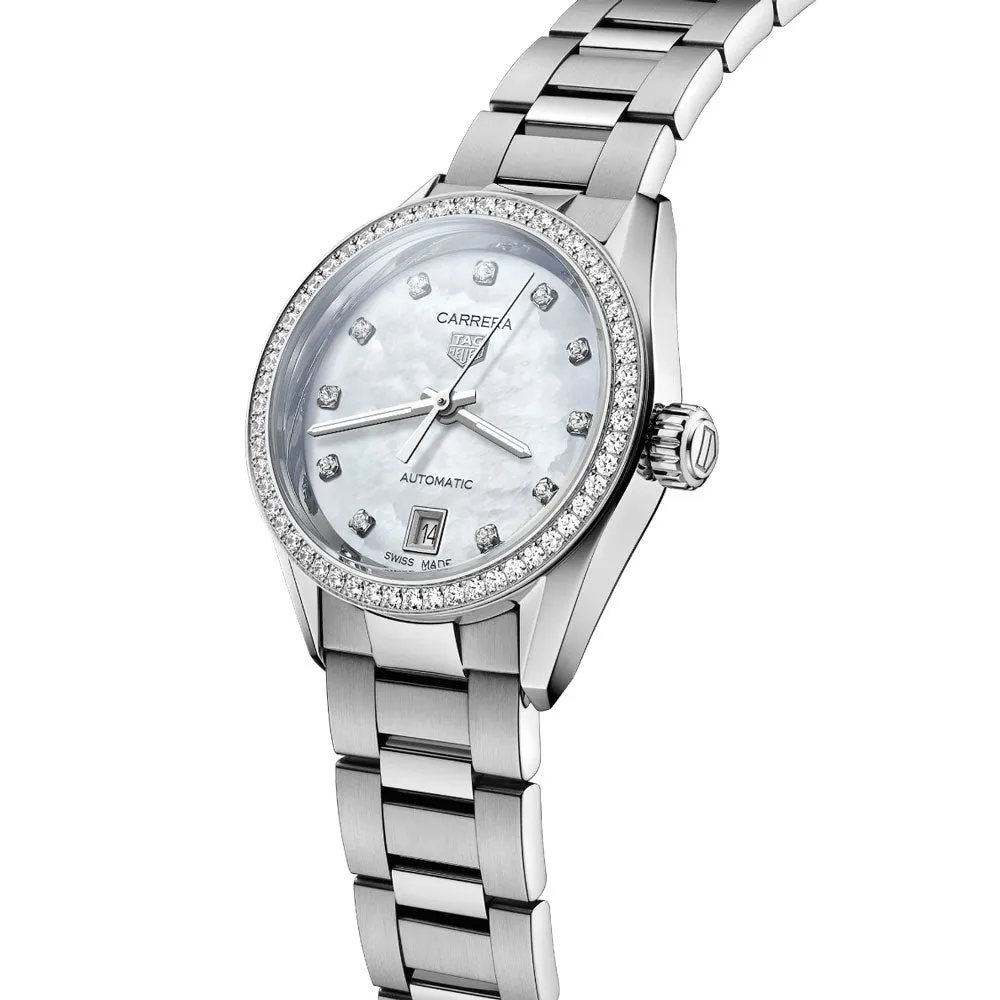TAG Heuer Carrera Date 29mm MOP Dial Diamond Automatic Ladies Watch WBN2414.BA0621