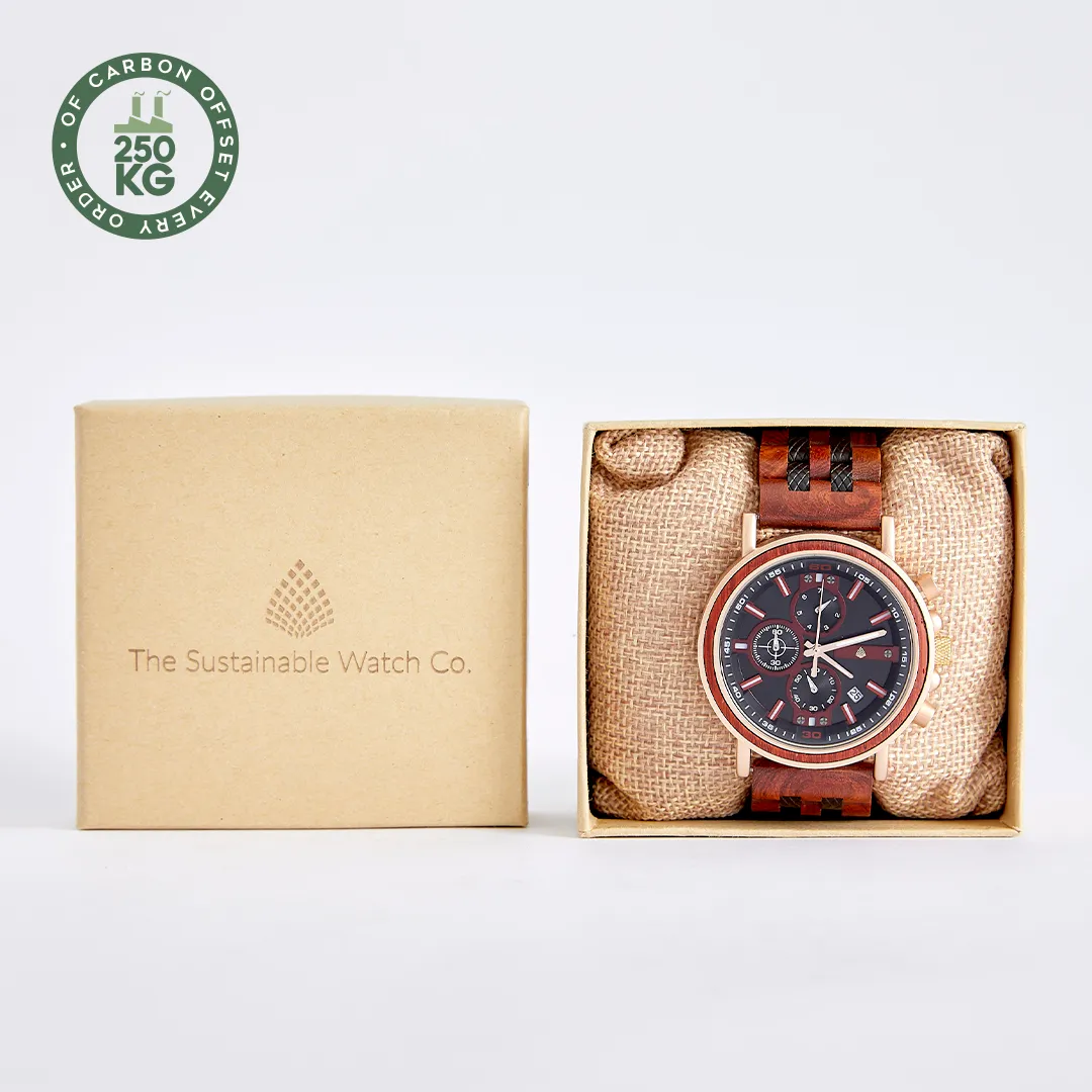 The Redwood Watch - Eco-Friendly Handmade Chronograph with Recycled Wood