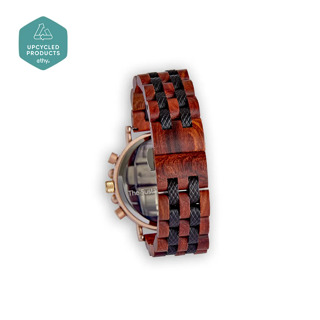 The Redwood Watch - Eco-Friendly Handmade Chronograph with Recycled Wood
