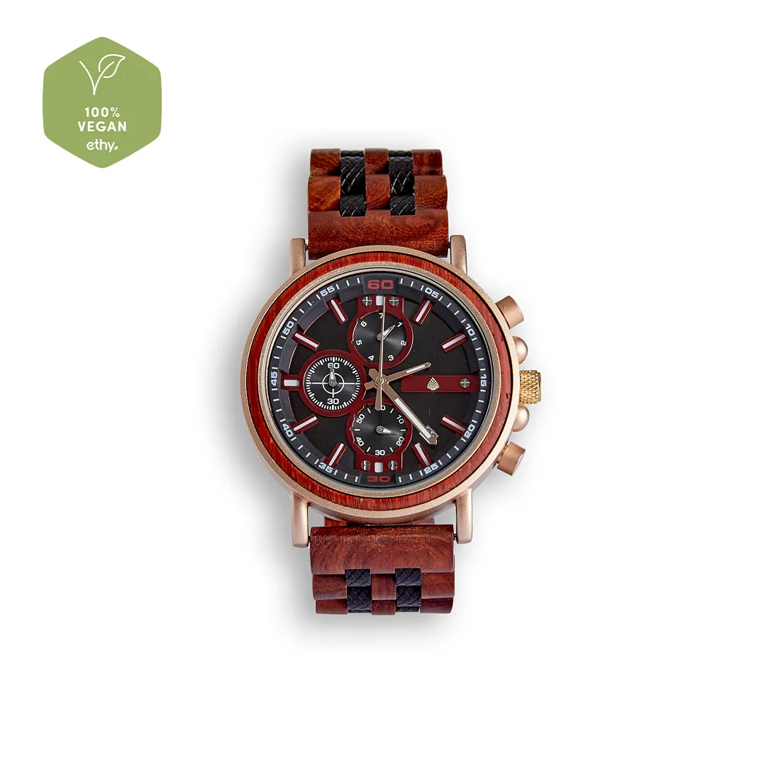 The Redwood Watch - Eco-Friendly Handmade Chronograph with Recycled Wood