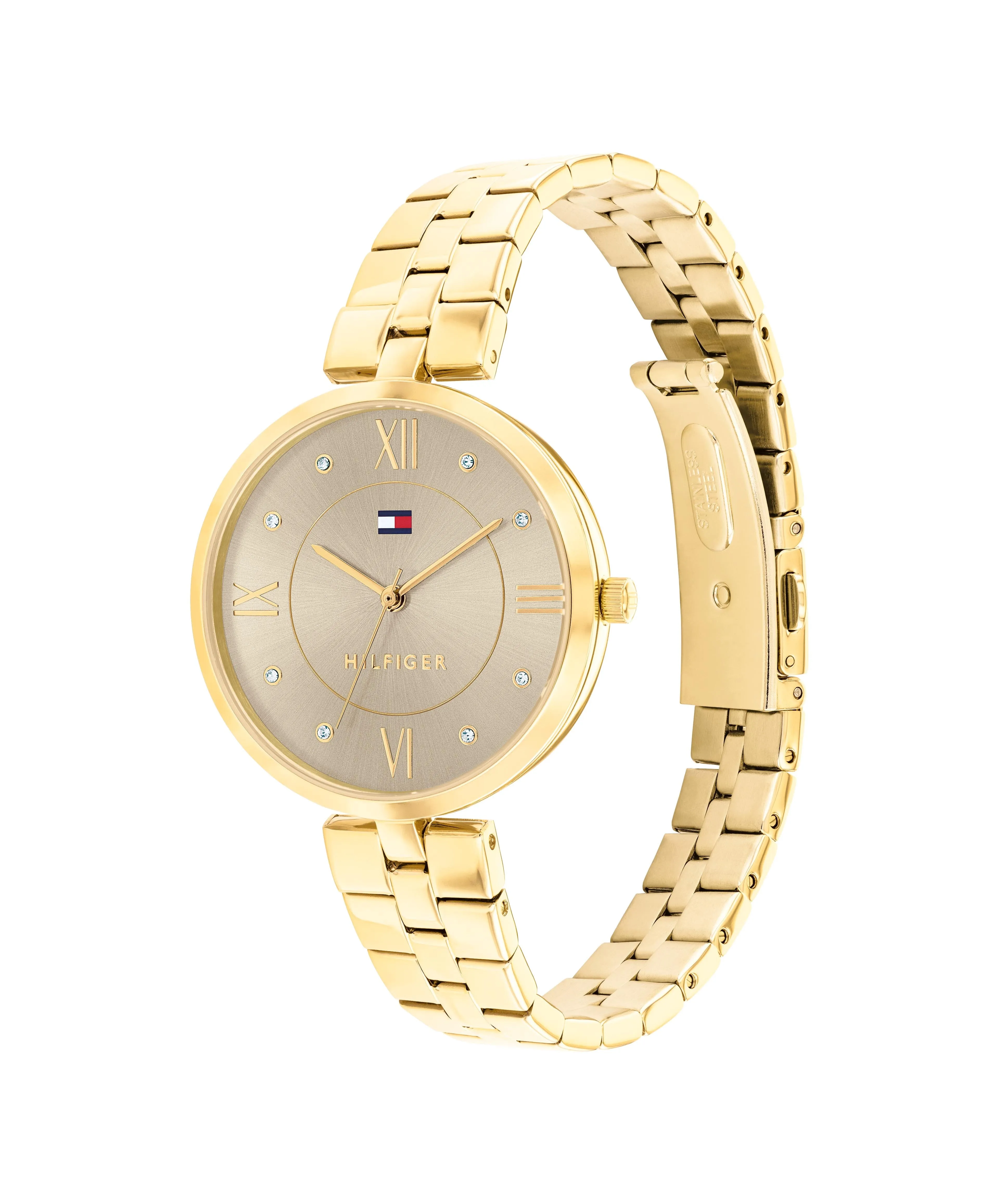 Tommy Hilfiger Ella Ionic Plated Thin Gold Steel Grey Dial Ladies Watch 1782685