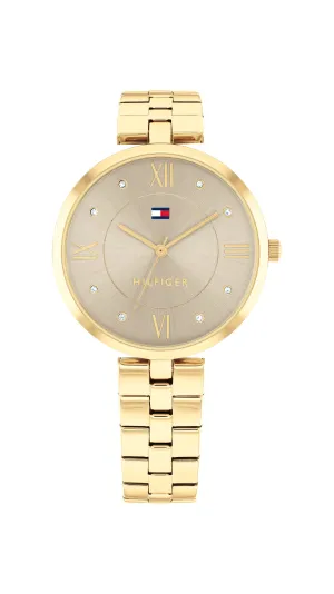Tommy Hilfiger Ella Ionic Plated Thin Gold Steel Grey Dial Ladies Watch 1782685