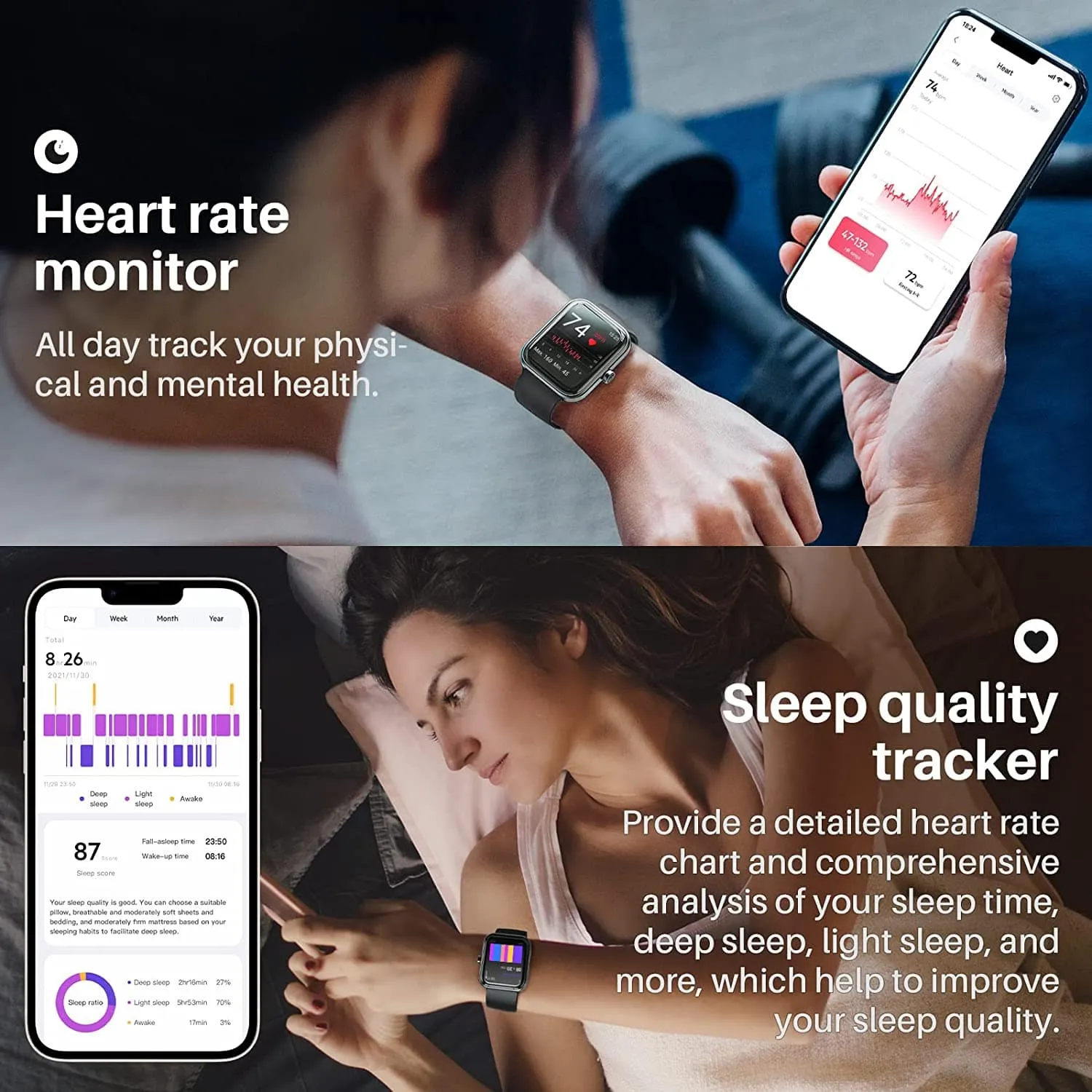 TOZO S2 44mm Smart Watch Alexa Built-in Fitness Tracker