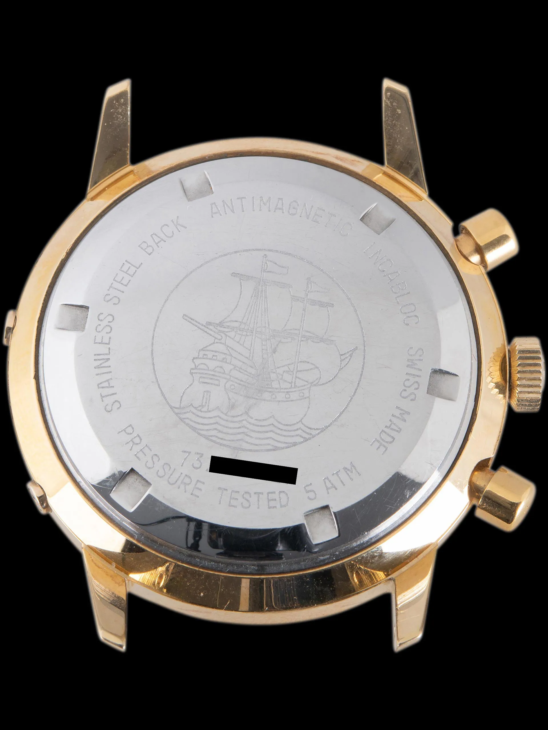 *Unpolished* 1970s Wakmann Triple Calendar Gold-Plated Chronograph "Jumbo"