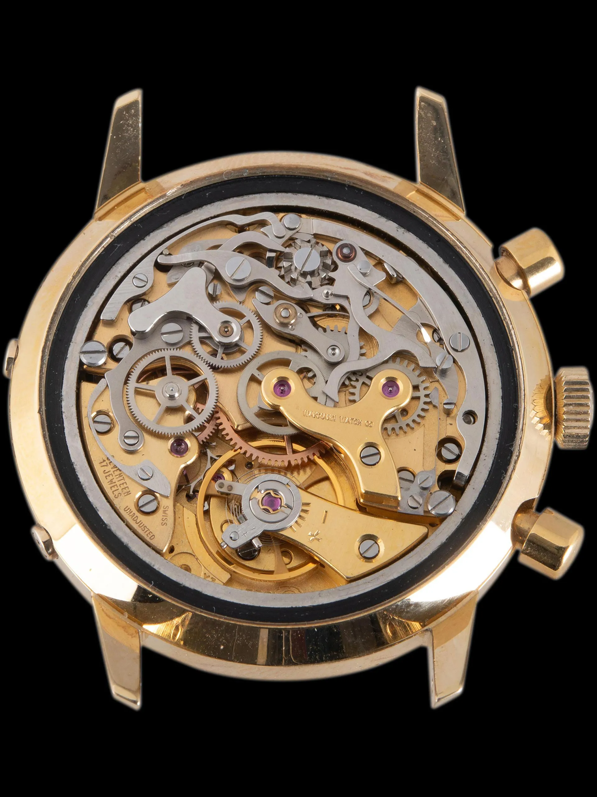 *Unpolished* 1970s Wakmann Triple Calendar Gold-Plated Chronograph "Jumbo"