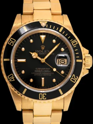 *Unpolished* 1986 Rolex Submariner 18K YG (Ref. 16808) Black Dial