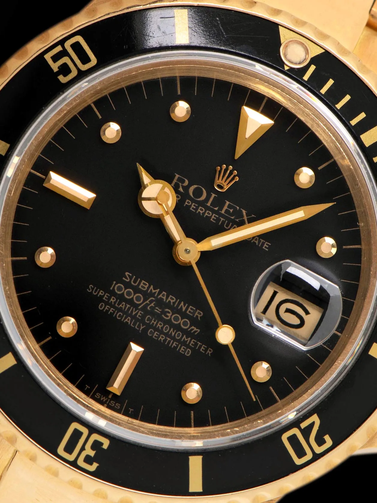 *Unpolished* 1986 Rolex Submariner 18K YG (Ref. 16808) Black Dial