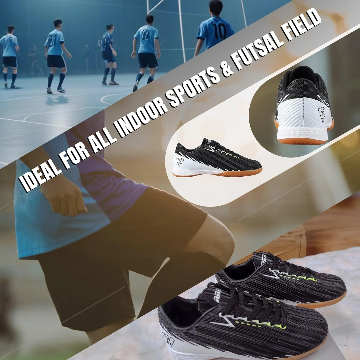 Vizari Tesoro Indoor Soccer Shoes for Teen & Adult | Lightweight and Durable Men's & Women's Futsal Shoes for Superior Performance | Adult Indoor Football Cleats with Non-Marking Rubber Outsole