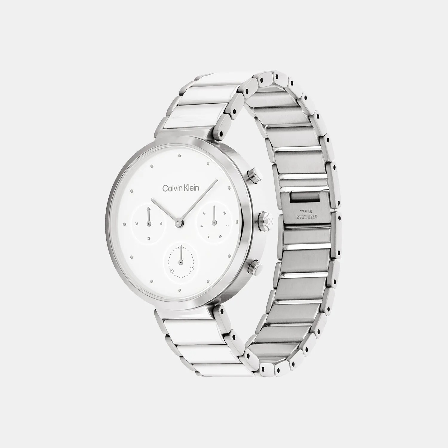 Women White Chronograph Stainless Steel Watch 25200282