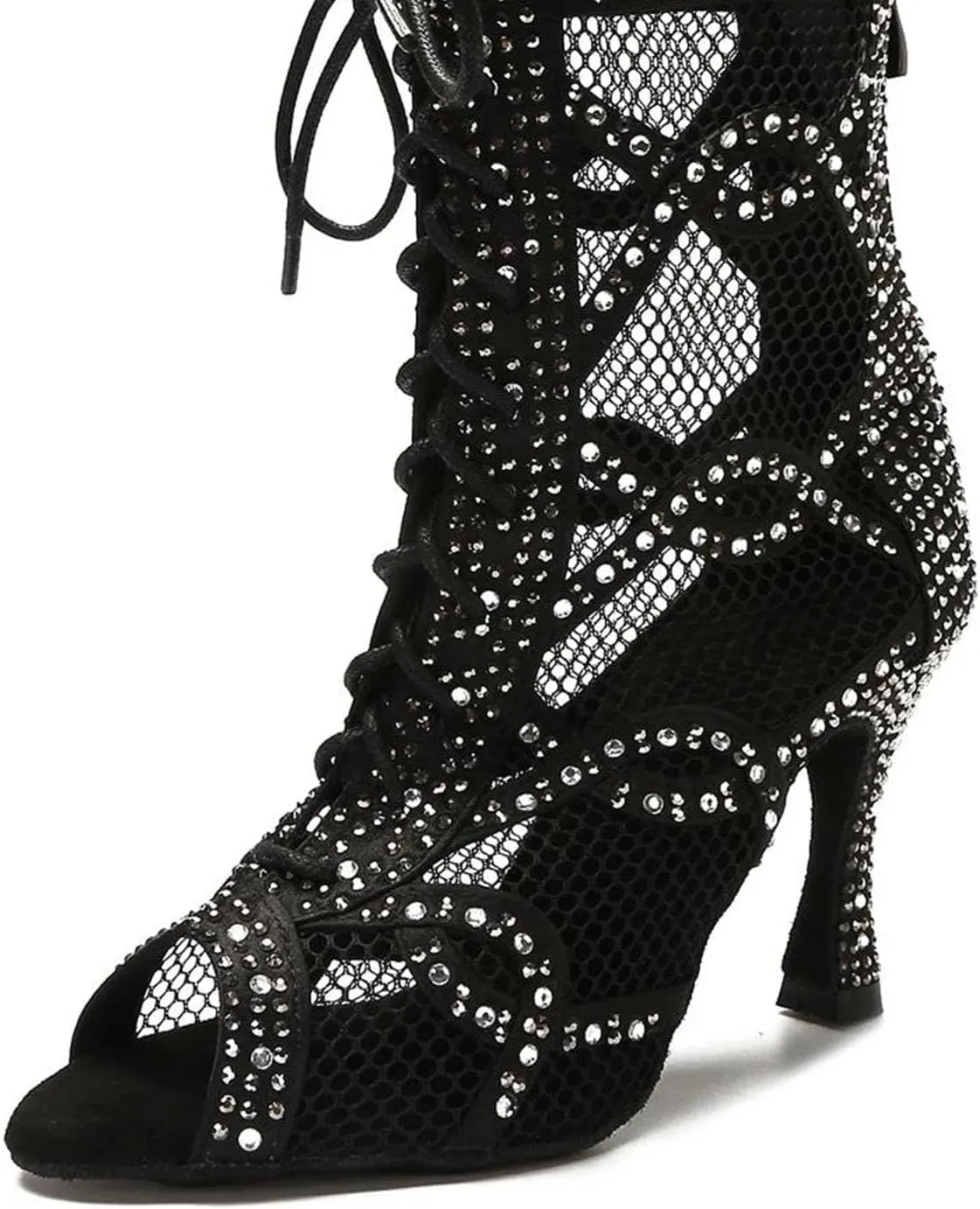 Women's Mesh Dance Boots - Belly/Pole Dance Breathable Latin Ballroom High Heels, 10CM/3.9Inch Heel Height