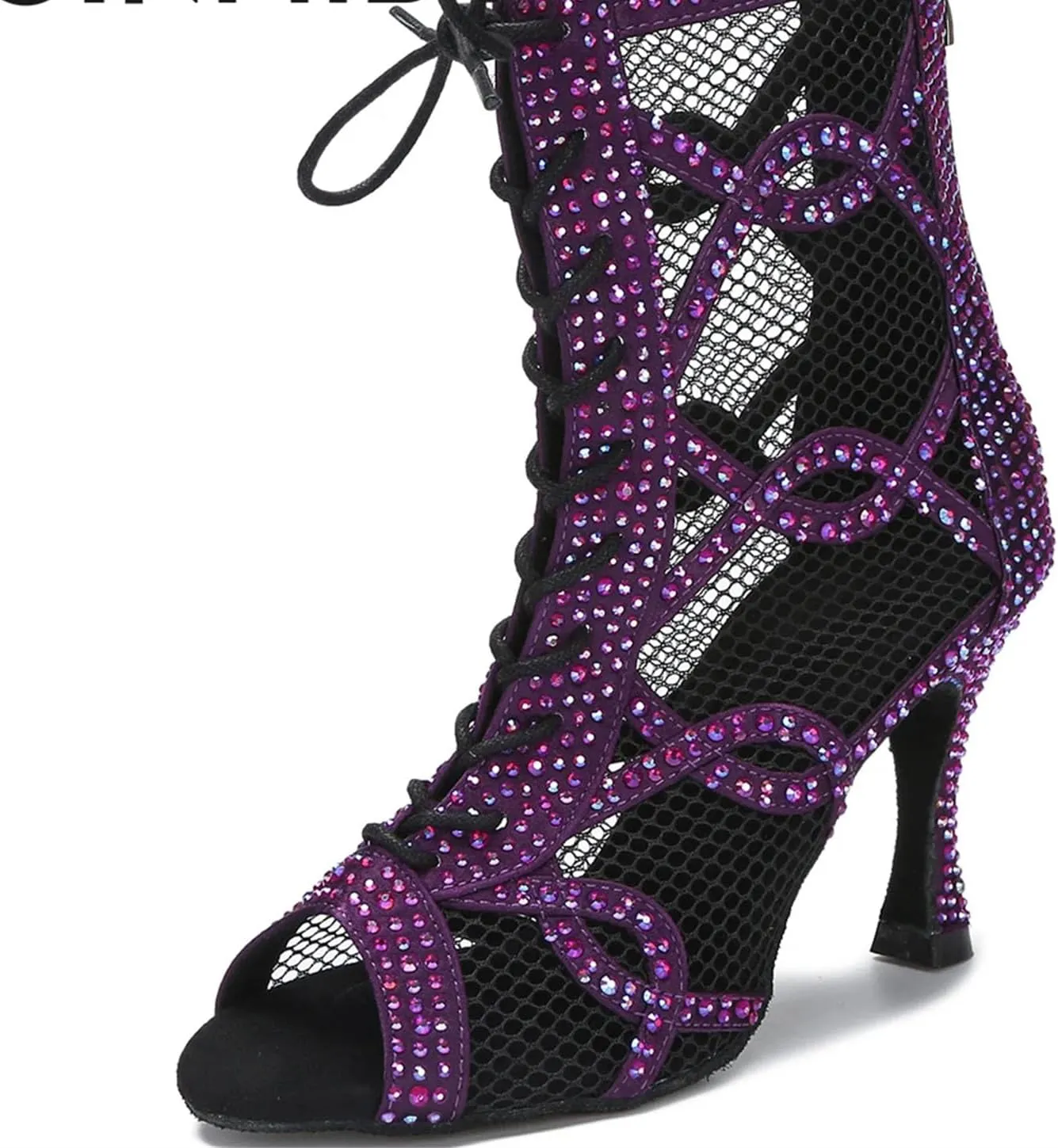 Women's Mesh Dance Boots - Belly/Pole Dance Breathable Latin Ballroom High Heels, 10CM/3.9Inch Heel Height