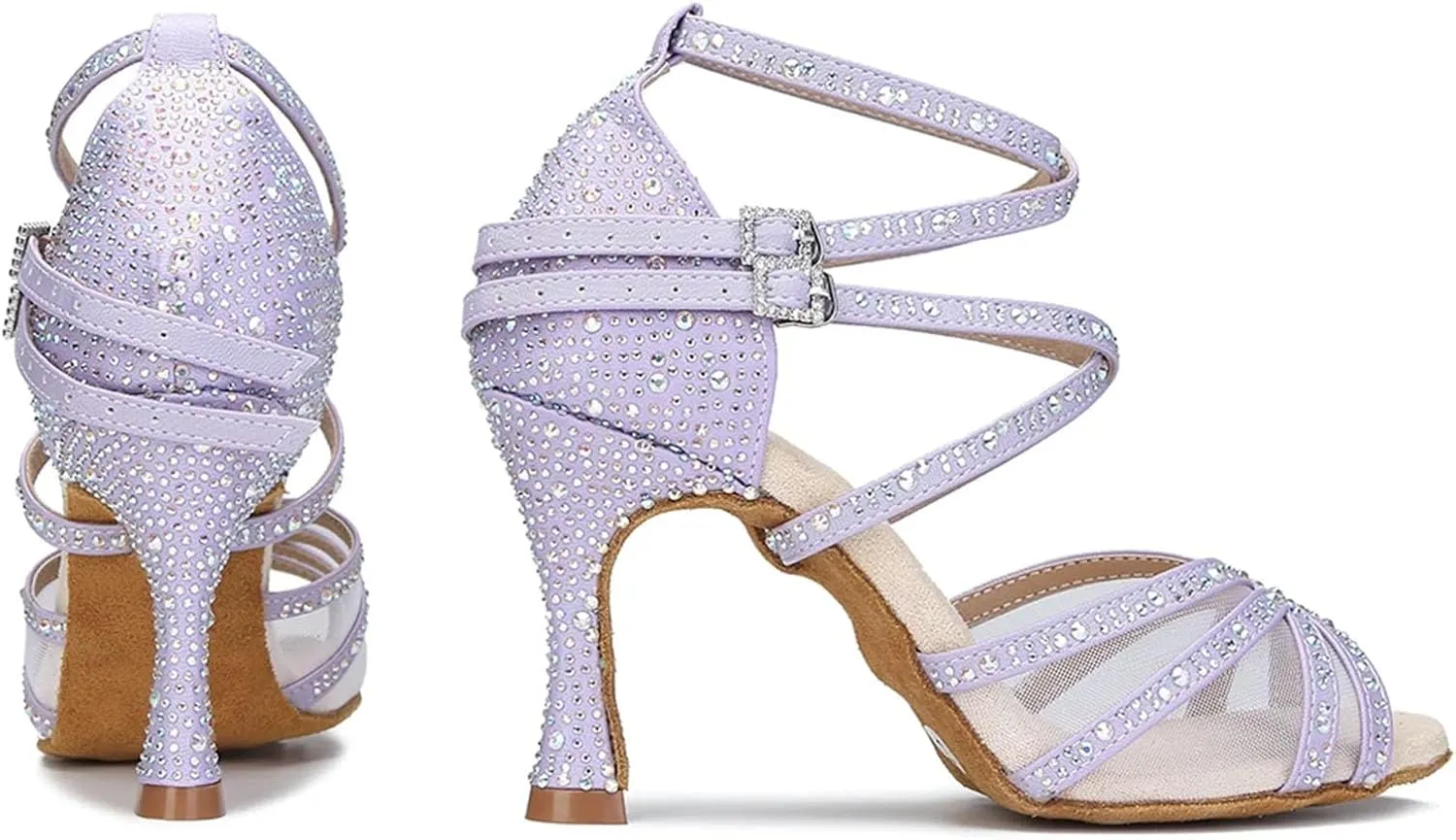 Women's Mesh Latin Dance Shoes - Soft Bottom Ballroom Sandals, 10CM/3.9Inch Heel Height