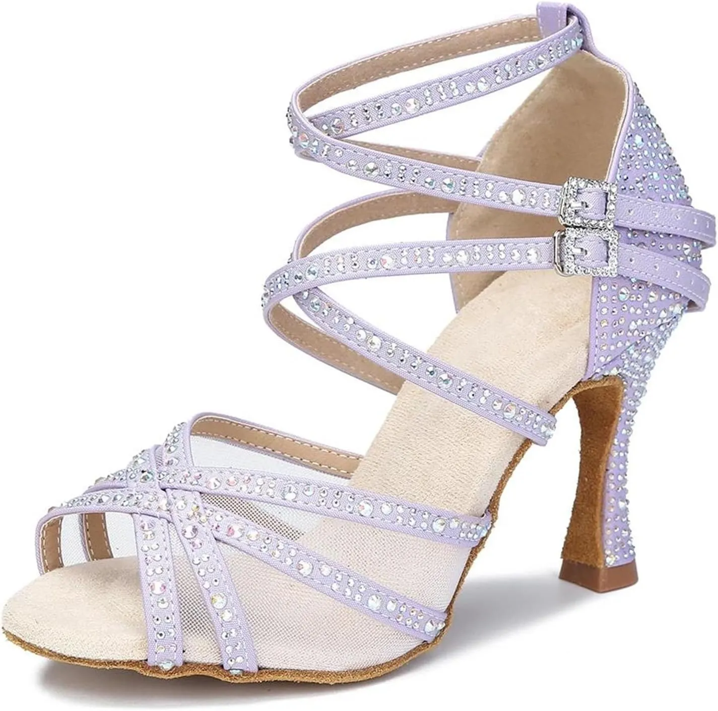 Women's Mesh Latin Dance Shoes - Soft Bottom Ballroom Sandals, 10CM/3.9Inch Heel Height