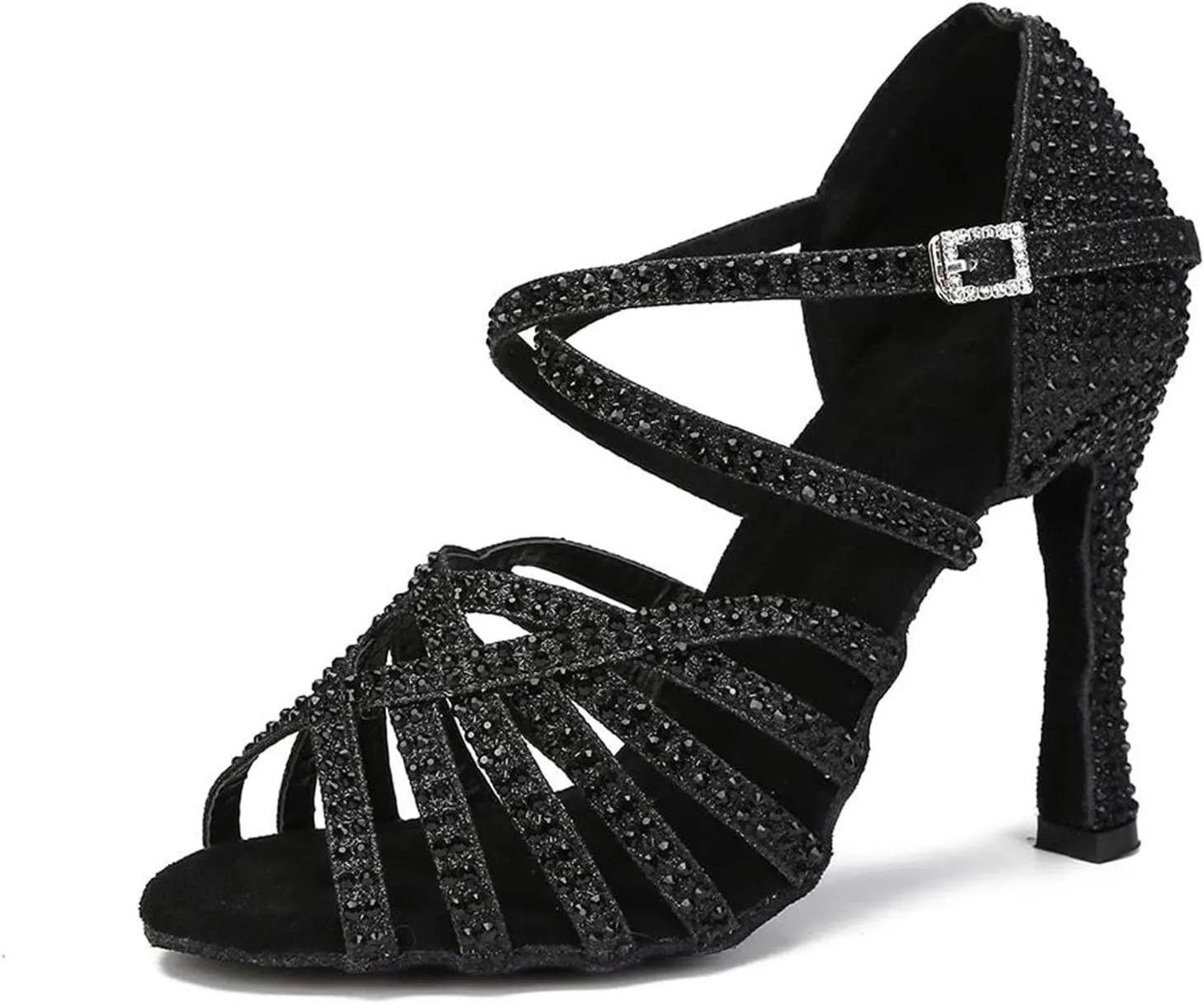 Women's Rhinestone Latin Dance Shoes - Ballroom Salsa Party Heels, 10CM/3.9Inch Heel Height