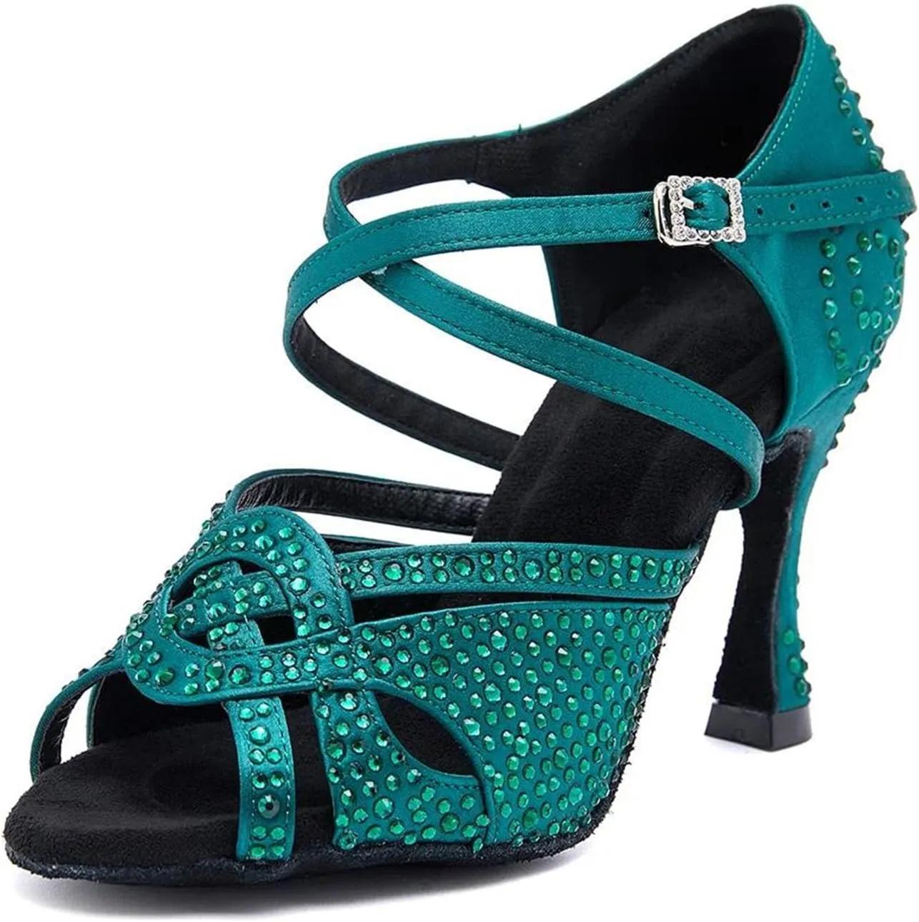 Women's Salsa Dance Shoes - Tango Latin Ballroom High Heel Soft Sole Red Party Sandals, 10CM/3.9Inch Heel Height