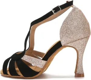 Women's Satin Latin Dance Shoes - Tango Salsa Rumba Professional Ballroom Heels, 5CM/2Inch Heel Height