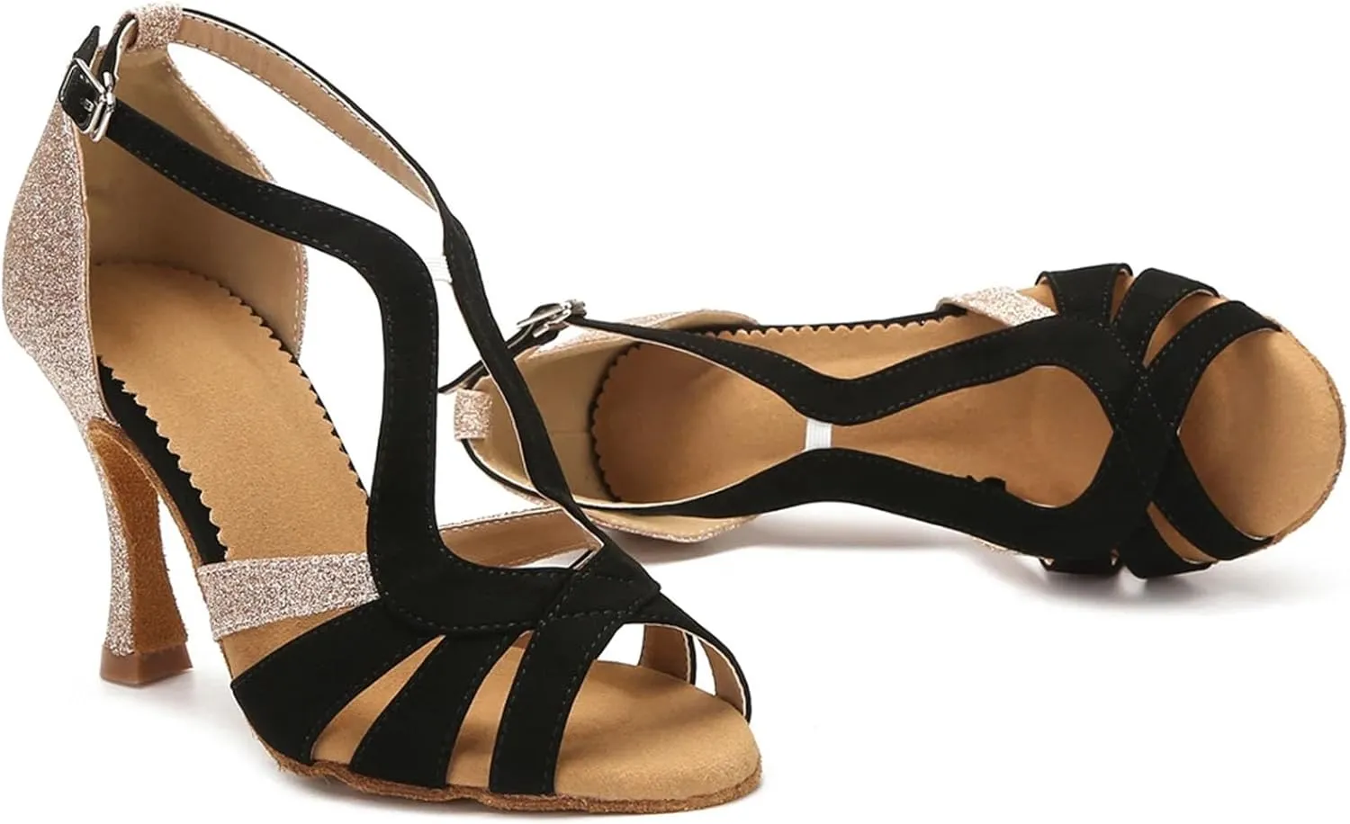 Women's Satin Latin Dance Shoes - Tango Salsa Rumba Professional Ballroom Heels, 5CM/2Inch Heel Height