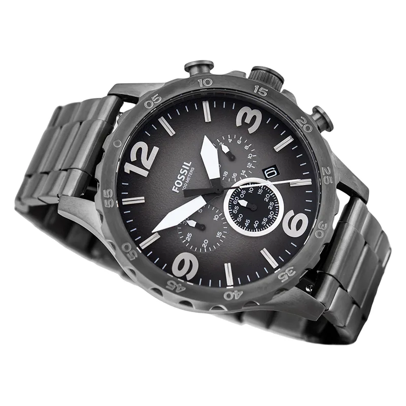 WW0265 Fossil Nate Chronograph Smoke Stainless Steel Chain Watch JR1437