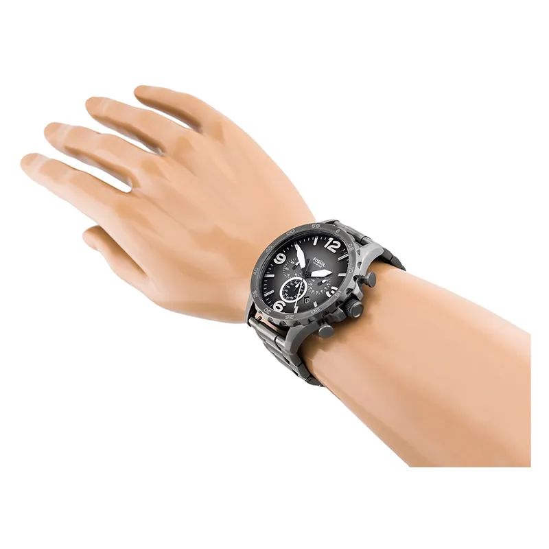 WW0265 Fossil Nate Chronograph Smoke Stainless Steel Chain Watch JR1437