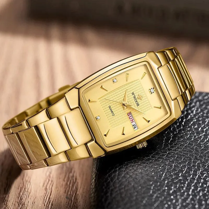 WWOOR Square Luxury Watch: Elegant Waterproof Timepiece with Adjustable Fit