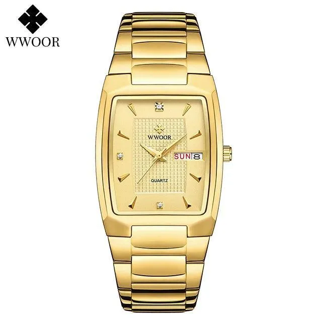 WWOOR Square Luxury Watch: Elegant Waterproof Timepiece with Adjustable Fit